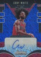 2019 Panini Prizm Rookie Signatures #CWT Coby White Blue Shimmer Basketball Card