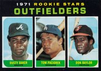 1971 Topps #709 Rookie Stars Outfielders Short Print Baseball Card