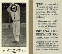 1916 Indianapolis Brewing #184 Ed. Walsh Baseball Card