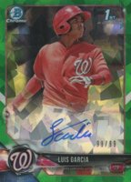 2018 Bowman Chrome Prospects Autographs #BCPALGA Luis Garcia Green Atomic Baseball Card