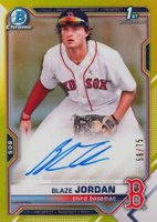 2021 Bowman Chrome Prospect Autographs #CPABJ Blaze Jordan Yellow Refractor Baseball Card