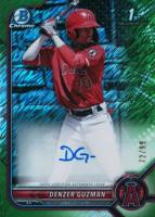 2022 Bowman Chrome Prospect Autographs #CPADG Denzer Guzman Green Shimmer Refractor Baseball Card