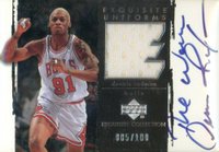 2003 Upper Deck Exquisite Collection Autograph Patches #AP-DR Dennis Rodman Basketball Card