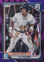 2024 Bowman Chrome Prospects #BCP74 Max Clark Purple Raywave Refractor Baseball Card