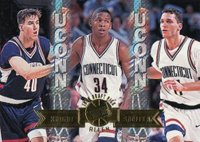 1996 Press Pass #39 Connecticut Huskies Knight/Allen/Sheffer Basketball Card