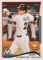 2014 Topps #358 Christian Yelich No Sparkle in Dugout Baseball Card