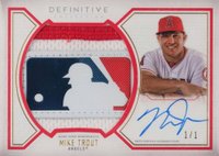 2019 Topps Definitive Collection Autograph Relic Collection #MT Mike Trout MLB Logo 1/1 Baseball Card