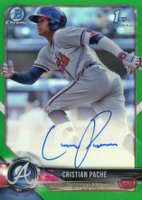 2018 Bowman Prospects Autographs Chrome #CP Cristian Pache Green Refractor Baseball Card