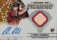 2023 Topps Pristine Around the Diamond Autograph Relic #ADRCC Corbin Carroll Gold Baseball Card