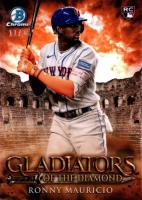 2024 Bowman Chrome Gladiators of the Diamond #8 Ronny Mauricio Orange Refractor Baseball Card