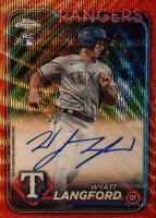 2024 Topps Chrome Rookie Autographs #RAWL Wyatt Langford Orange Wave Refractor Baseball Card