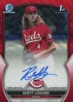 2023 Bowman Draft Chrome Prospect Autograph #CDARLO Rhett Lowder Red Wave Baseball Card