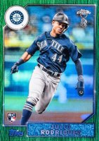 2022 Topps Chrome Ben Baller 1987 Topps #24 Julio Rodriguez Green Refractor Baseball Card