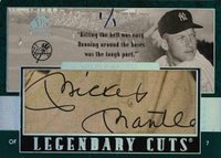 2003 SP Legendary Cuts Cut Signature #MM Mickey Mantle Green 1/1 Baseball Card