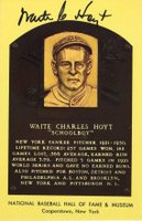 1999 Hall of Fame Autographs # Waite Hoyt Yellow HOF Plaque Baseball Card