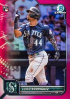2022 Bowman Chrome #48 Julio Rodriguez Fuchsia Refractor Baseball Card