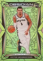 2023 Panini Obsidian #9 Victor Wembanyama Electric Etch Green Flood Basketball Card