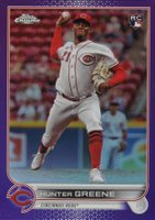 2022 Topps Chrome Update #USC191 Hunter Greene Purple Refractor Baseball Card
