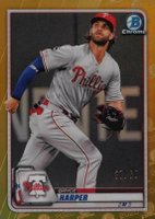 2020 Bowman Chrome #35 Bryce Harper Gold Refractor Baseball Card