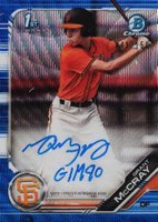 2019 Bowman Draft Chrome Draft Picks Autograph #CDAGM Grant McCray Blue Wave Refractor Baseball Card