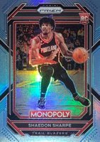 2022 Panini Prizm Monopoly #74 Shaedon Sharpe Light Blue Basketball Card