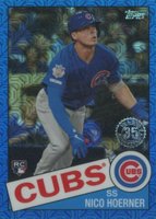 2020 Topps Silver Pack 1985 Chrome Promo #6 Nico Hoerner Blue Refractor Baseball Card