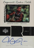 2003 Upper Deck Exquisite Collection #70 Dahntay Jones Autograph Patch Basketball Card
