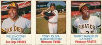 1975 Hostess # Willie McCovey/Tony Oliva/Manny Sanguillen Hand Cut-Panel Baseball Card