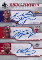 2008 SP Authentic Sign of the Times Triple #STJBJ Kobe Bryant/LeBron James/Michael Jordan Basketball Card
