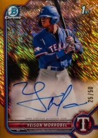 2022 Bowman Chrome Prospect Autographs #CPAYML Yeison Morrobel Gold Shimmer Refractor Baseball Card