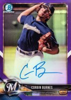 2018 Bowman Chrome Prospects Autographs #CPACB Corbin Burnes Purple Refractor Baseball Card
