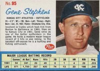 1962 Post Cereal #95a Gene Stephens Born-Jan. 20 Baseball Card
