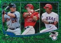 2013 Topps #294 Adrian Beltre/Miguel Cabrera/Mike Trout Emerald Baseball Card