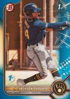 2022 Bowman 1st Edition #BPPF79 Jackson Chourio Blue Foil Baseball Card
