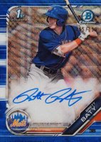 2019 Bowman Draft Chrome Draft Picks Autograph #CDABB Brett Baty Blue Wave Refractor Baseball Card