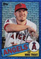 2020 Topps Silver Pack 1985 Chrome Promo #1 Mike Trout Blue Refractor Baseball Card