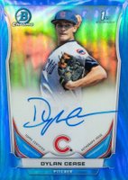 2014 Bowman Chrome Draft Pick Autograph #DC Dylan Cease Blue Refractor Baseball Card