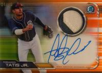 2019 Bowman Chrome Autographed Relics #FTJ Fernando Tatis Jr. Orange Refractor Baseball Card
