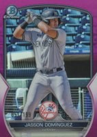 2023 Bowman Chrome Prospects #BCP18 Jasson Dominguez Fuchsia Refractor Baseball Card