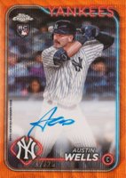 2024 Topps Chrome Rookie Autographs #RAAW Austin Wells Orange Wave Baseball Card