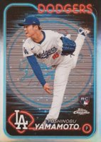 2024 Topps Chrome #18 Yoshinobu Yamamoto Lightboard Logo Baseball Card