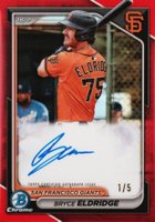 2024 Bowman Chrome Prospect Autographs #CPABE Bryce Eldridge Red Refractor Baseball Card