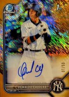 2022 Bowman Chrome Prospect Autographs #CPAOC Oswaldo Cabrera Gold Shimmer Refractor Baseball Card