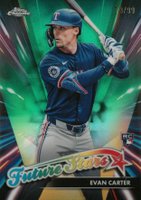 2024 Topps Chrome Update Future Stars #FSU13 Evan Carter Green Refractor Baseball Card