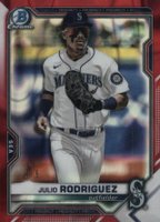 2021 Bowman Draft #BDC145 Julio Rodriguez Chrome-Red Lava Refractor Baseball Card