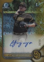 2022 Bowman Chrome Prospect Autographs #CPAVLA Victor Lizarraga Gold Shimmer Refractor Baseball Card