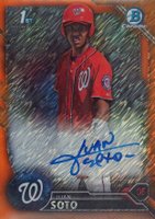2016 Bowman Chrome Prospects Autographs #JS Juan Soto Orange Shimmer Baseball Card