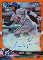 2018 Bowman Prospects Autographs Chrome #CP Cristian Pache Orange Refractor Baseball Card