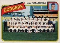1980 Topps #302 Dodgers Team Baseball Card