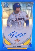 2014 Bowman Chrome Draft Pick Autograph #AR A.J. Reed Blue Refractor Baseball Card